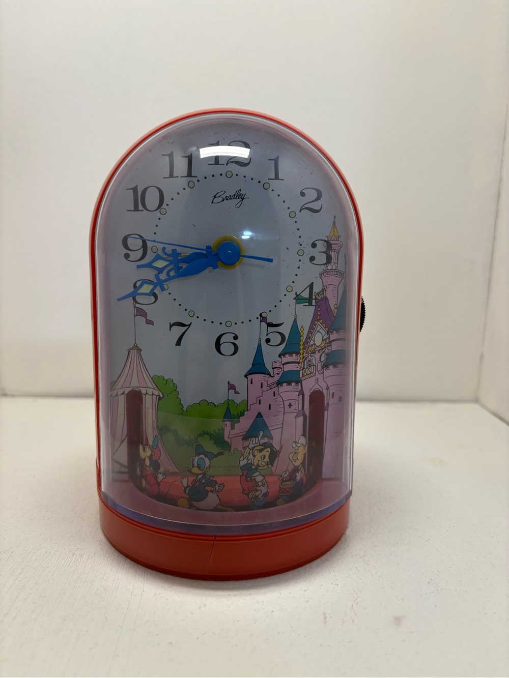Vintage Bradley Disney Mickey Mouse & Donald Duck Castle Alarm Clock Red Desk